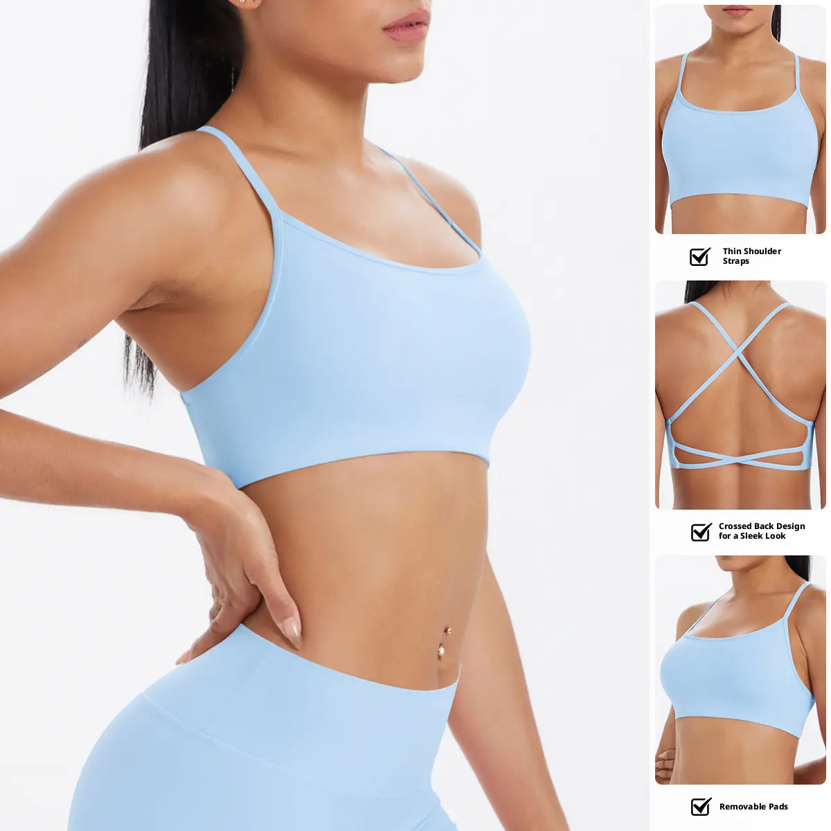 Sports bra with cross-back design, sexy and flattering, yoga bra with straps, running and fitness tank top Beautiful Back Hollow-Out Sports Bra Activewear Workout Daily Wear