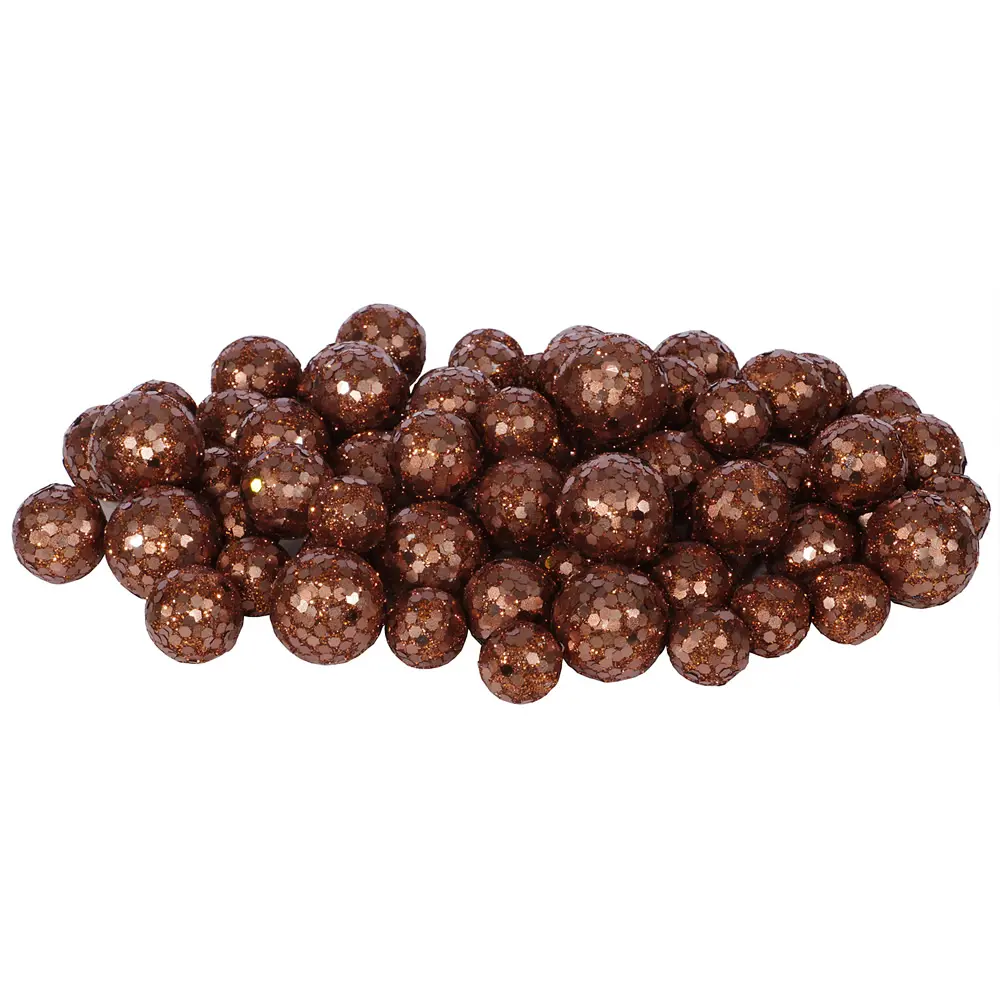 Dark Copper Glitter Ball Ornament - 20-25-30 mm - 72 Per Bag, Christmas, Decoration, Styrofoam