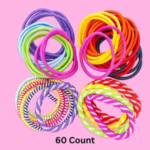 Kids Ouchless Elastic Hair Ties - 60 Ct, Assorted Colors, 2MM Rubber Bands for Hair, Pain-Free Hair Accessories for Girls & Boys, Made for Long-Lasting Braids, Ponytails & More, For Fine Hair