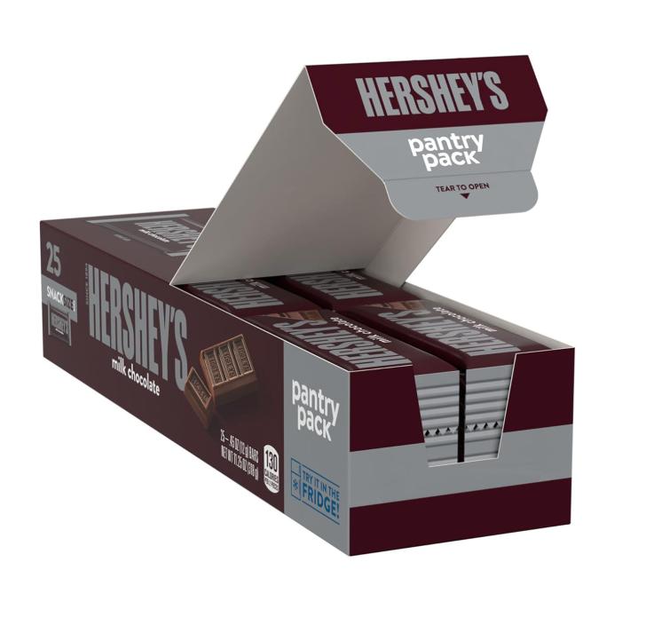 HERSHEY'S Milk Chocolate Snack Size, Candy Bars, 11.25 oz (25 Pieces)