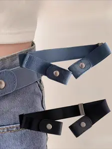 Plus Size Invisible Belt, Solid Color Elastic Design for Comfort and Fit, Adjustable Strap Belt, No Buckle Lazy Belt for Men and Women, Versatile Knitted Stud Decoration, Best for Jeans and Daily Wear