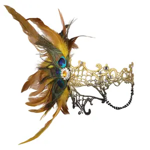 Masquerade Mask for Women: Lace Feather Rhinestone Half Face Party Mardi Gras Cosplay Carnival Ball Prom Mask