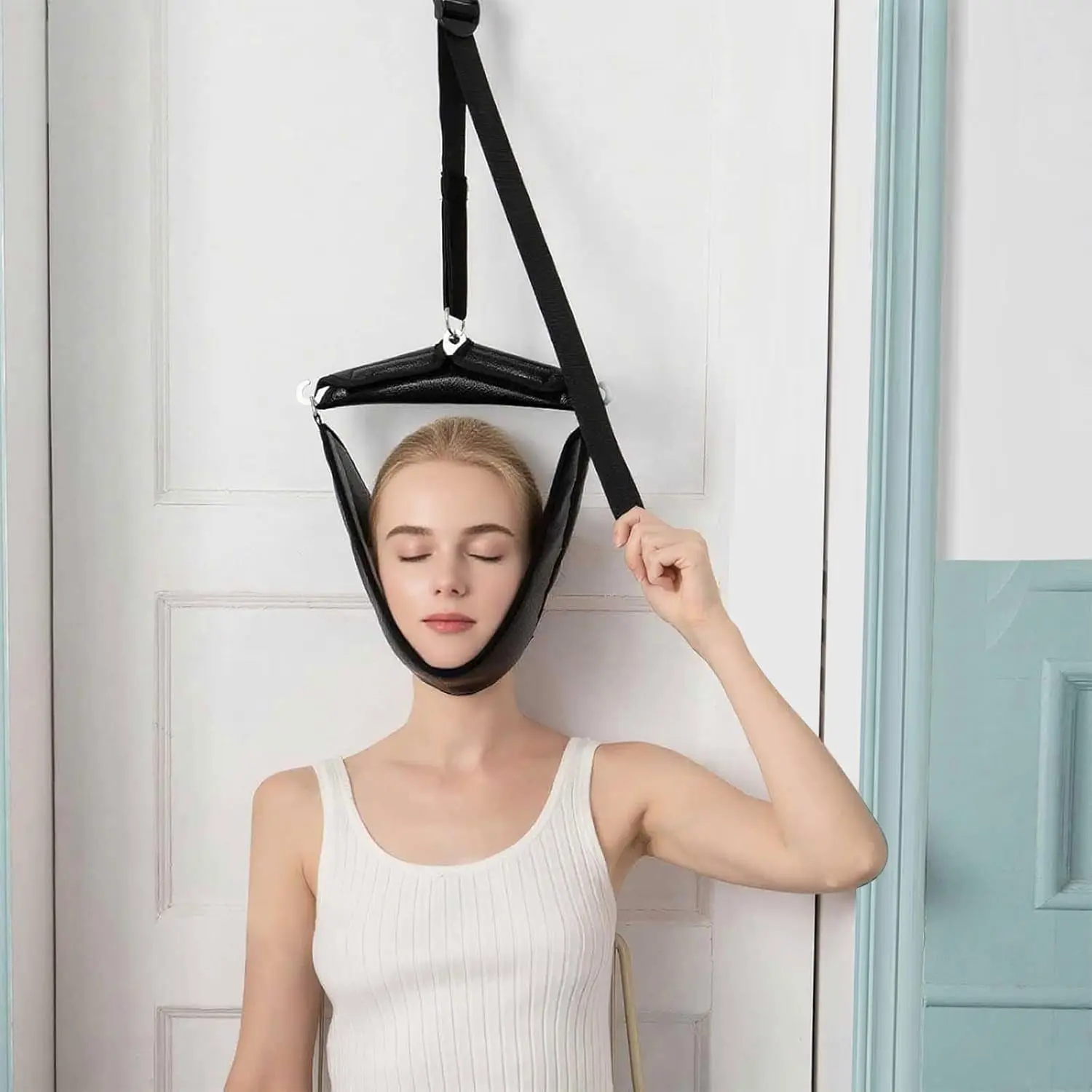 Neck Stretcher Cervical Traction Device for Home Use Over The Door Cervical Neck Traction Device for Decompression Home Physical Therapy Portable Neck Traction Device for Neck Pain
