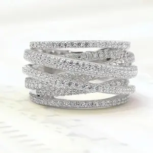 Luxury Trendy Multi Cross Design Cubic Zirconia Rings for Women Wedding Band Accessories Modern Fashion Design Jewelry