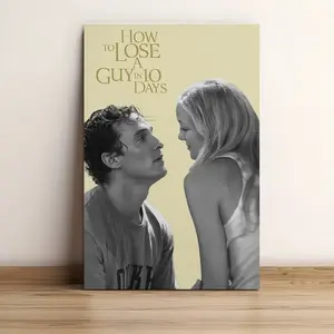 How to Lose a Guy in 10 Days Romantic Movie Poster Canvas Wall Art - Unframed 30.48x45.72 cm Frameless Print, Vibrant Colors, Ideal for Living Room, Bedroom, Office Decor - Perfect Gift for Movie Fans, Bedroom Artwork | Playful Design | Textured Finish