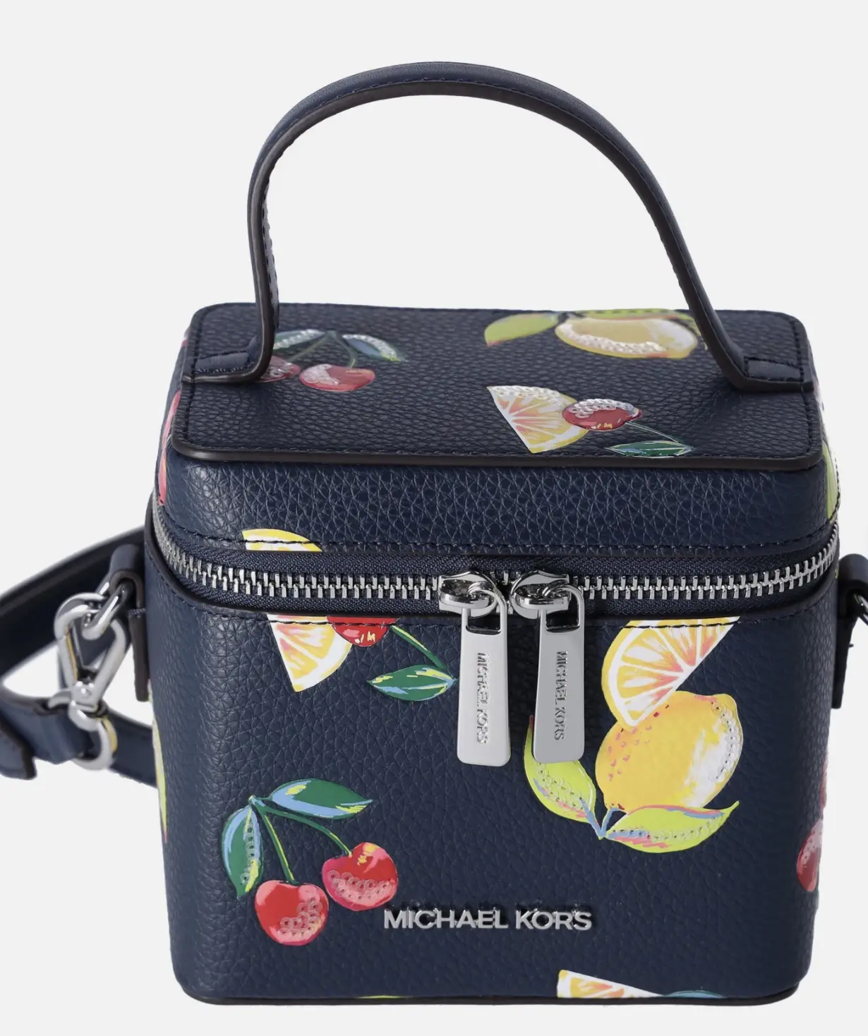 Pre-owned MICHAEL KORS Leather Crossbody Bags Sandrine Small Sequined Lemon Print Crossbody Bag Vanity Case