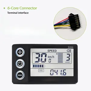 S866 Sm6pin Electric Bicycle Digital Display E-Scooter Cable Computer Speedometer Waterproof Controller Connection, Uart 2 Protocol Only