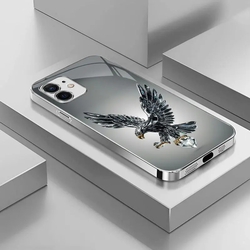 Suitable for [iPhone 12] Light luxury crystal eagle pattern and scorpion glass electroplated mobile phone case, exquisite and gorgeous 995