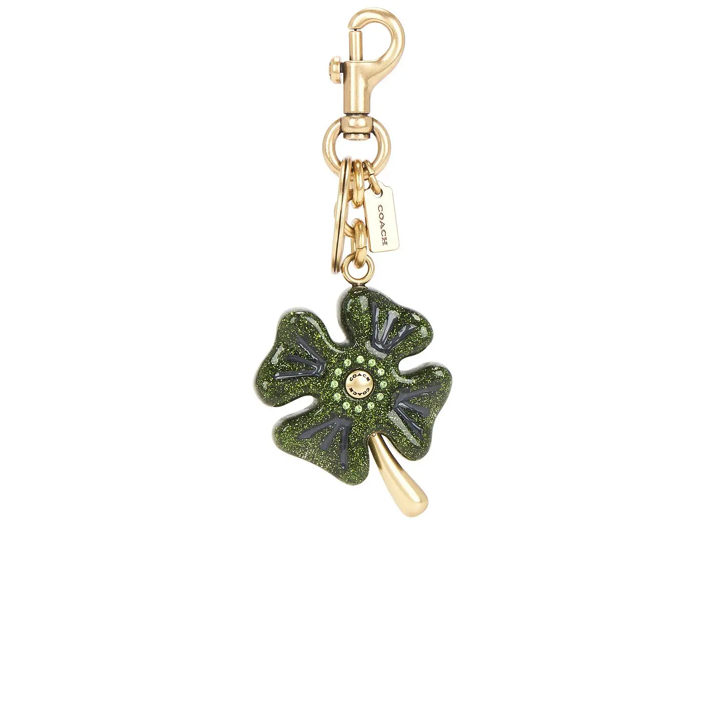 Coach Metal Four Leaf Clover Bag Charm in Green