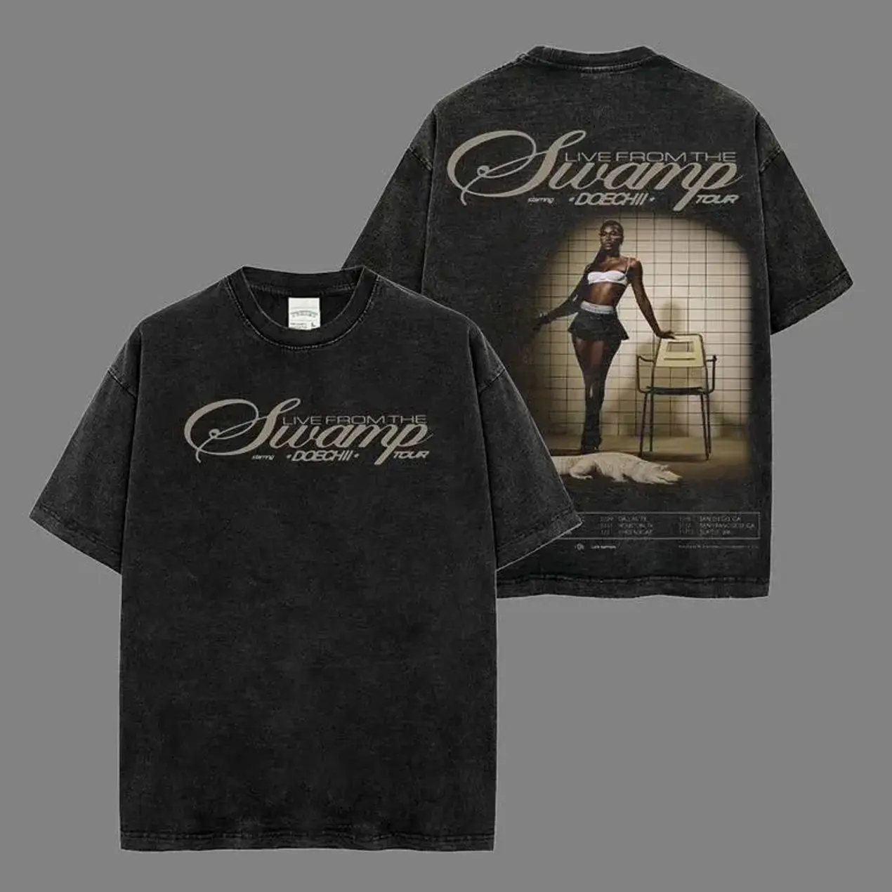 Doechii Live from the Swamp Tour Shirt Premium 100% Cotton Acid Wash T-Shirt, Doechii Fans, Swamp Princess Shirt, The Swamp Fans, Hiphop Merch, Streetwear Y2k Shirt ,Rap Fan Merch Breathable RCM