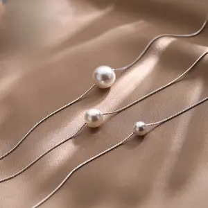 Elegant  Necklace with 6/ 8/ 10mm Faux Imitation Pearl Pendant, Hypoallergenic Golden-Tone Chain - Minimalist Jewelry Gift for Women on Valentine's Day, Necklace for Couples