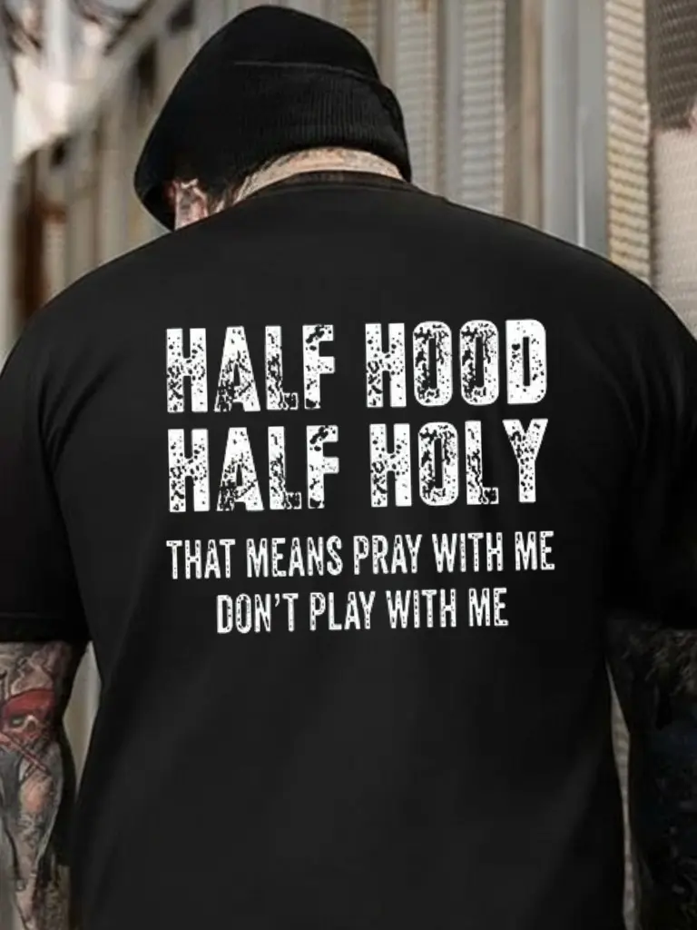 Half Hood Half Holy Design T-Shirt / Hoodie / Sweatshirt, Menswear, Streetwear