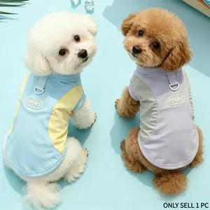 Summer Pet Color Block Breathable Vest, Ice Silk Cooling Sun Protection Dog Cat Clothes, Quick Dry Lightweight Sleeveless Pet T-Shirt with D-ring, Outdoor Shade Apparel for Small Medium Large Dogs Cats