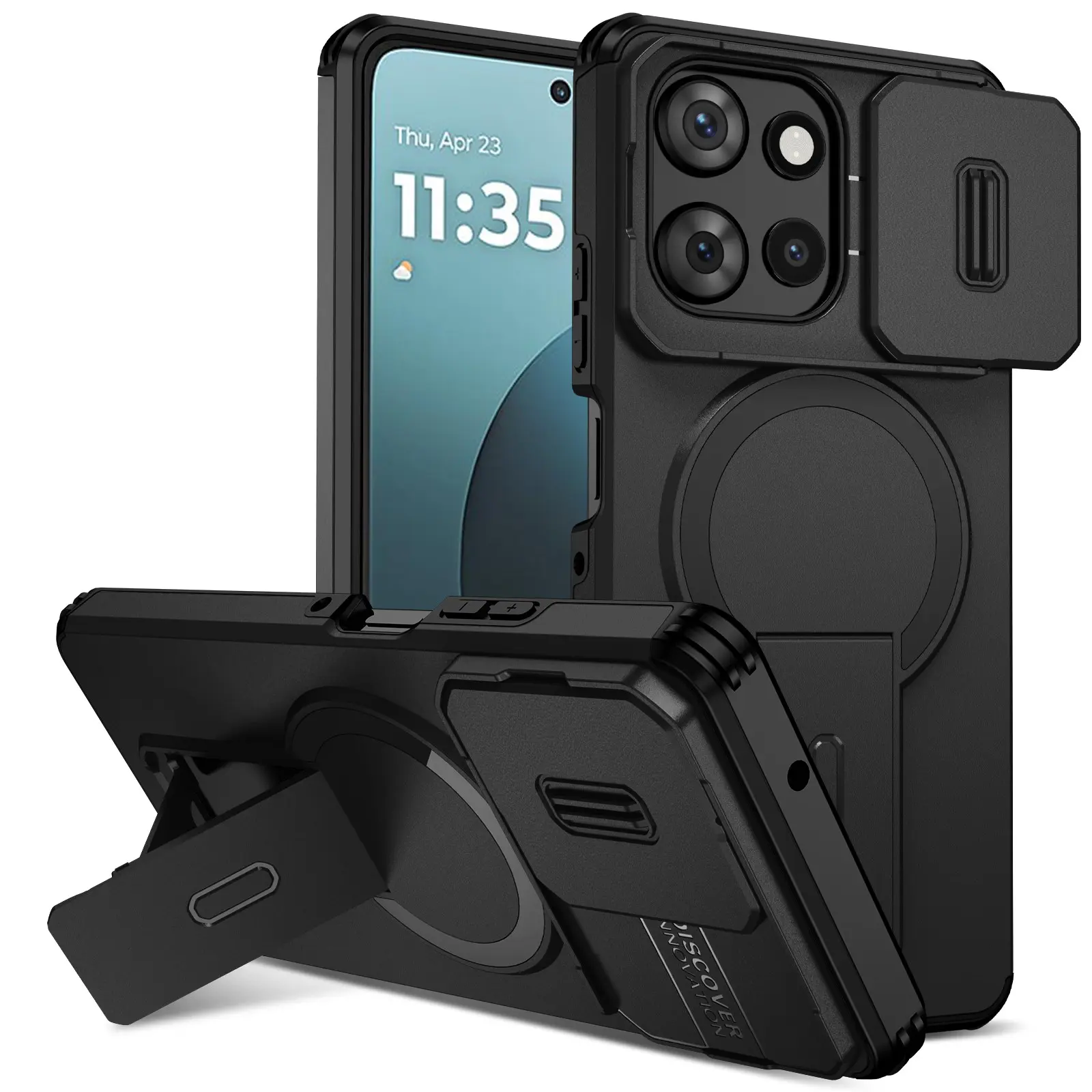 Phone Case for Moto G Play G Power Stylus 5g Edge 2026, Camera Lens Protector, Stand Included, Push Window Design, Smartphone Protective Cover, Casing, TPU Casing