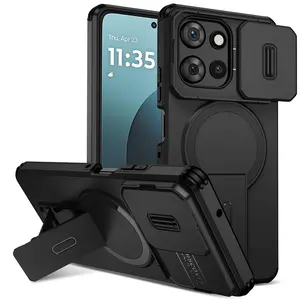 Phone Case for Moto G Play G Power Stylus 5g Edge 2026, Camera Lens Protector, Stand Included, Push Window Design, Protective Cover
