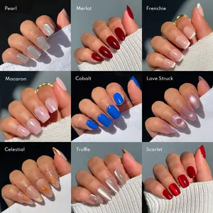 LUXXI Instant Acrylic Press-On Nails - Ultra Durable Last 3+ Weeks with Pink Gel Glue Included - 32 Nails in 16 Sizes