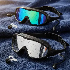 Ultra-Wide 180°-Degree View，Swim Goggles 2 Pack, Wide View Anti Fog&UV Swimming Goggles for Audlt, No Leaking Swim Glasses for Men Women Kids