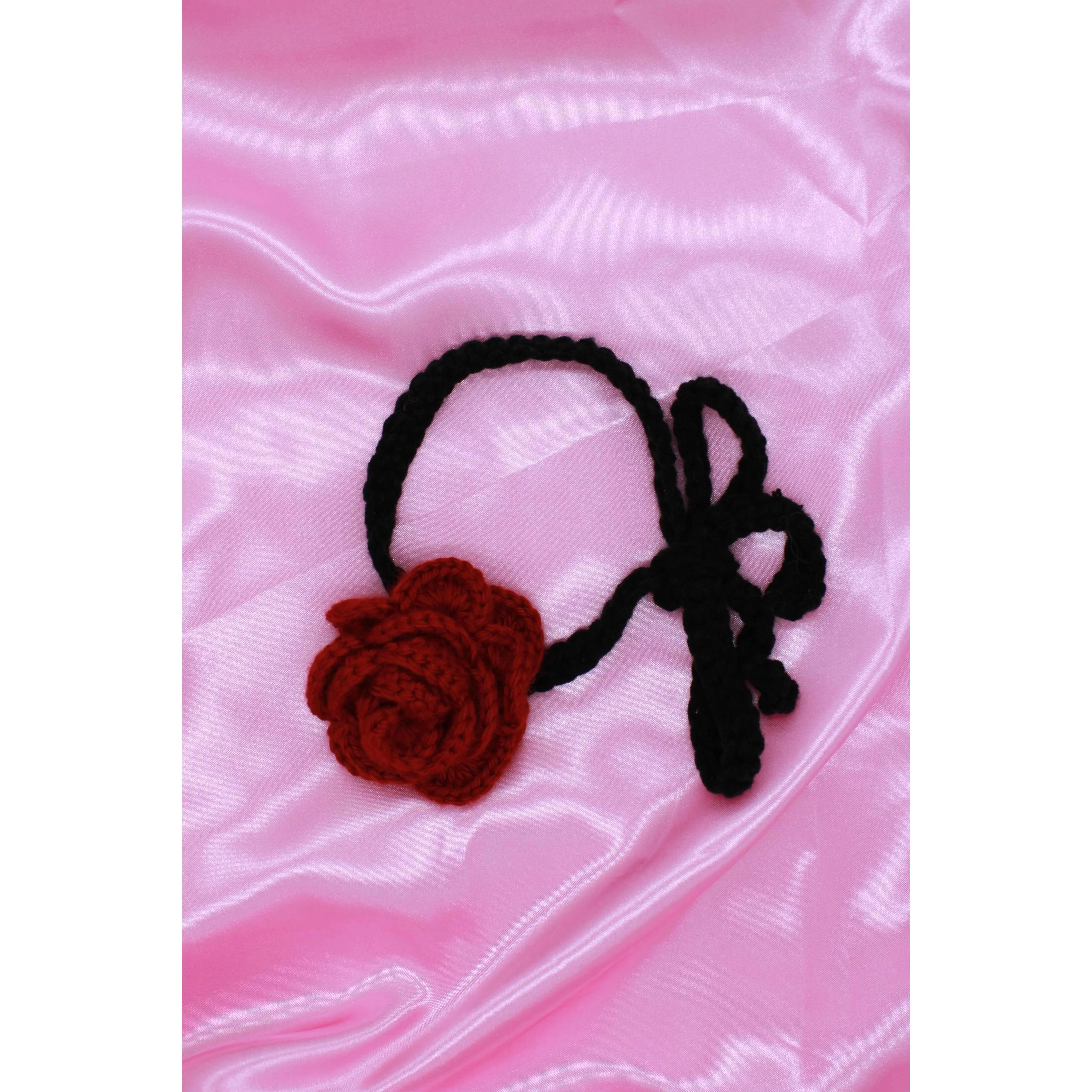 Crochet Red Rose Choker