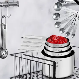 Stainless Steel Measuring Cups & Spoons Set, Cups and Spoons,Kitchen Gadgets for Cooking & Baking (10)