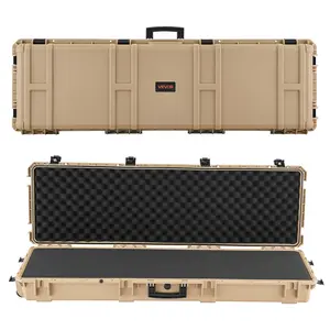 VEVOR Hard Rifle Case, Lockable Rifle Case with Pre-cut Foams, 52 in Gun Storage with Wheels, Heavy Duty IP67 Waterproof & Dustproof Pistol Storage Cases for Rifles, Shotguns, Airsoft Guns, Khaki