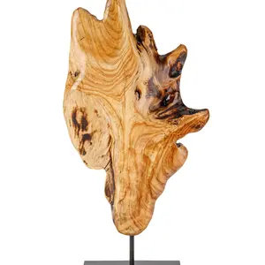 THY COLLECTIBLES Hand-Carved Irregular Tree Stump (Large) Wooden Sculpture - Nature-Infused Abstract Tabletop Statue, Farmhouse Look, Box-Included Indoor Decoration, Metal Accent Option, Ideal Room Decorations Gift