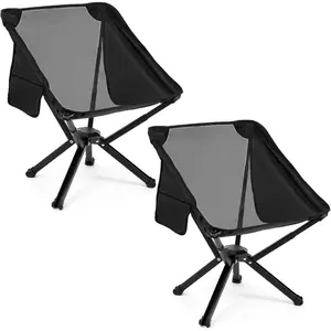 2 Pack Portable , Camping  Supports 350 LBS ,Lightweight Folding  - Backpacking  for Outdoor Camping, Beach, Fishing, Picnic, Lawn, Concert, Hiking, Black our door chair packable