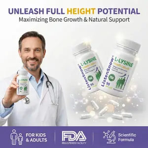 Listensnow Lysine Growth Capsules Height Increase Maximizer with Calcium for Bone Strength -Natural Get Taller Supplement