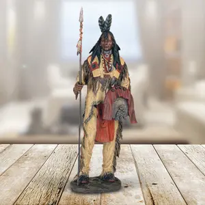 New FC Design 14"H Indian Warrior with Spear Statue Native American Figurine Statue Home/Room Decor and Perfect Gift Ideas for House Warming, Holidays and Birthdays Great Collectible Additio Decoration Ornaments