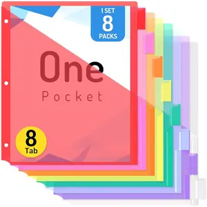 8 Count Dividers for 3 Ring Binder, Binder Dividers with Pocket for  Letter Size, Binder Dividers with Tabs for School Office and  Organization, Multicolor, 1 Set