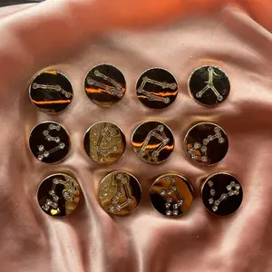 Zodiac Star Constellation Theme Gold Rhinestone Croc Charm