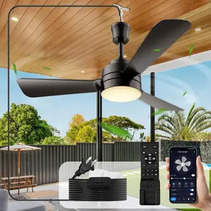 Ceiling Fans with Lights,28" Plug in Ceiling Fan Light,LED Fan Light with Hook,Ceiling Fan,35W,3000-6500k,Remote,Hook Type Fan for Camping Bed,Patios(Black)