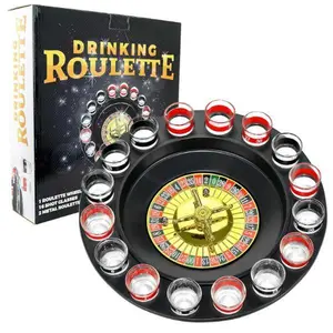 Shot Glass Roulette Drinking Game – 16-Piece Red/Black Set with 2 Metal Balls, Fun Adult Party Game for White Elephant, Game Nights, and Gifts