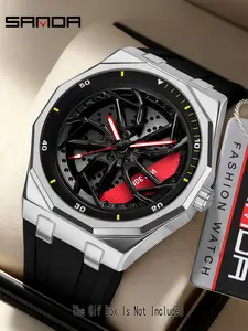 Sanda Men's Quartz Watch, 360° Rotating Wheel Dial, Fashion Trend, Waterproof Wristwatch, Analog Display, Casual Style, All Seasons