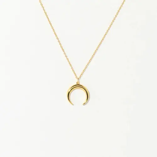 Moon Alloy Pendant Necklace   Gold, WZS