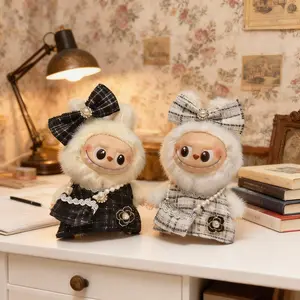 Labubu Clothing 3 Piece Set for 4th Gen Labubu Dolls French Style Fashionable Classic Cute Doll Clothes New Autumn Winter Princess Style Clothes lifelike doll clothing lover elegant outfit labubu  Black Sitting Dress and Hairband