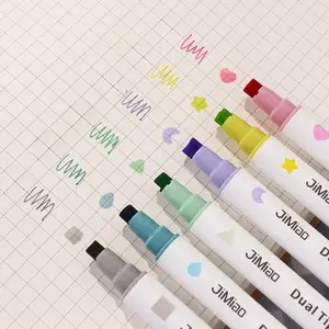 6 Color Glitter Fluorescent Pens, Fine Tip Markers for Scrapbooking, School Supplies, New Stamp Pen, Japanese Dual Head Colored Markers