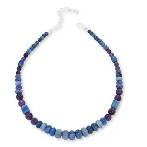 Mine Finds by Jay King Sterling Silver Blue Quartz and Amethyst Bead 18" Necklace