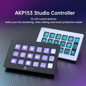 AJAZZ AKP153E Desktop Controller Console Panel With 15 Programmable Shortcut Keys, Detachable 40° Non-Slip Stand, Wired Connection, Compatible With Mac/Windows And Mainstream Live Streaming Software