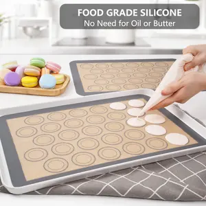 2 Piece Silicone Baking Mats, Non-Stick Oven Pads for Cookies and Macarons, Reusable Heat Resistant Baking Tools, Easy to Clean