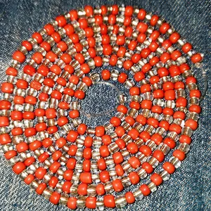 Red & Clear seed beads