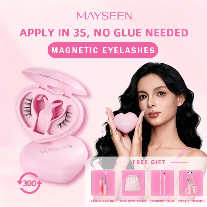 MAYSEEN Soft Magnetic Eyelashes Kit [NEW Heart Box] — No Glue No Eyeliner, Make up,15 Styles,Buy one get five | All-in-One Kit | Reusable Waterproof Lashes