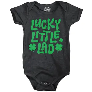 Lucky Little Lad Baby Bodysuit Funny Sarcastic St Patricks Day Jumper For Infants Funny Baby Onesies Saint Patrick's Day Clothes for Baby Novelty Onesie Black -