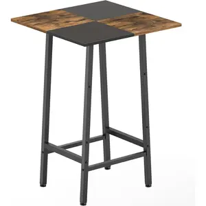 YATINEY Bar Table, Kitchen Dining Table, Bar Counter Height Table, Pub Color Matching Breakfast Table, for Dining Room, Tavern, Coffee Corner, Party, Rustic Brown and Black BT02BR