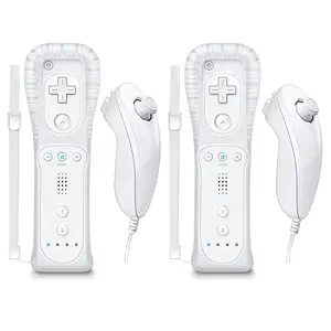 Controller for Wii Remote and Nunchuck,  Controllers Compatible with Wii/Wii U with  Case and Wrist Strap (White)
