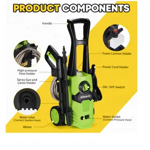 Unique Bargains Electric Pressure Washer 4000 PSI 2.6 GPM Power Washer with Angle-Adjustment Nozzle High Pressure Washer with Foam Cannon for Car Driveway Patios
