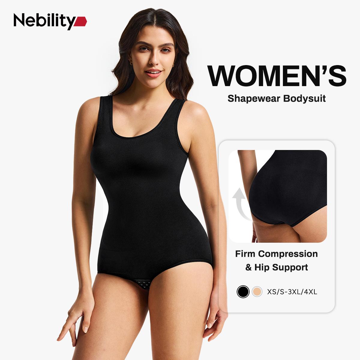 Nebility Women's Seamless Basic Shapewear - Comfortable Crewneck Sleeveless Bodysuit, Minimalist Womenswear for Daily & Outdoor Wear Curve Hugging Compression SpringStatements