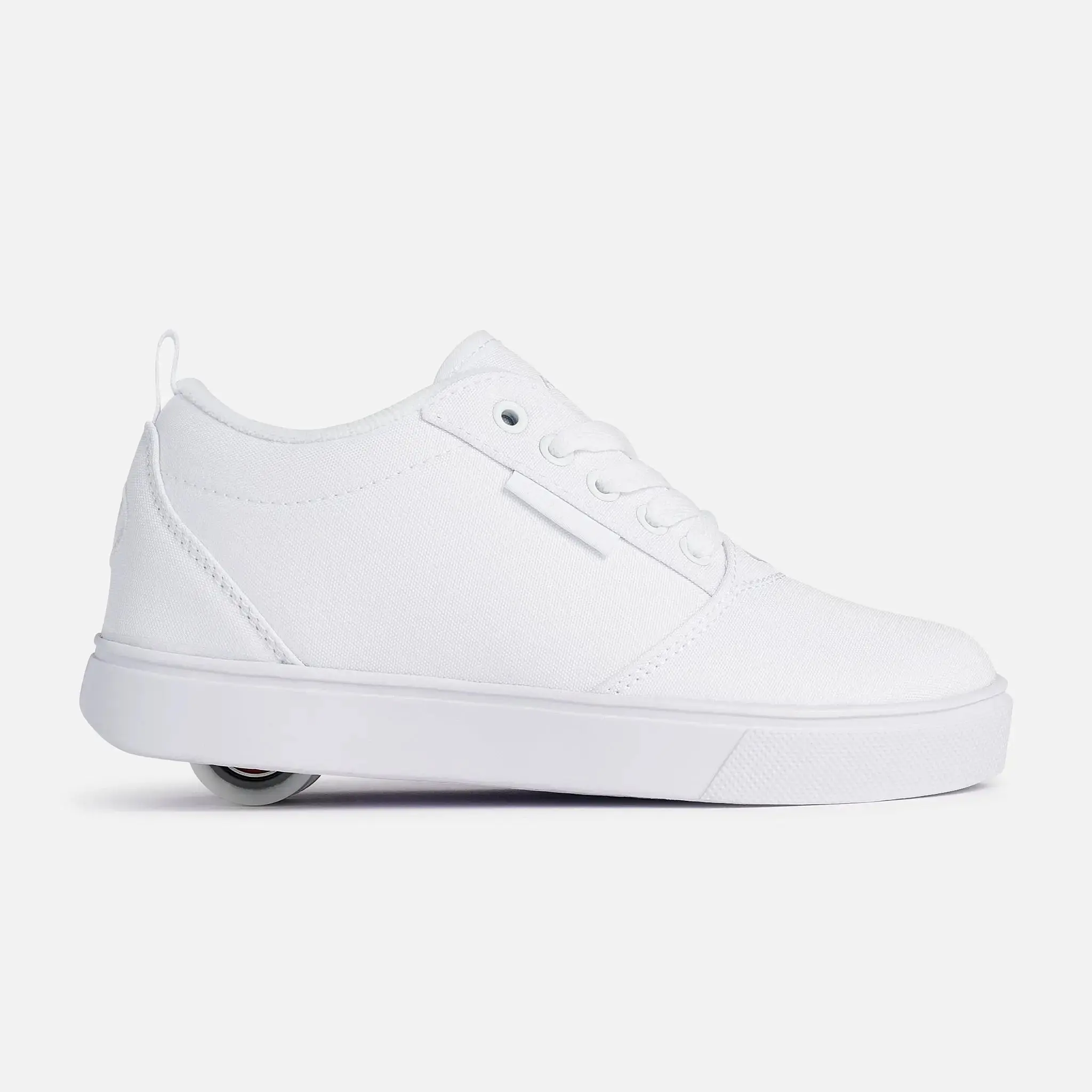 HEELYS Pro 20 White Canvas Shoes for Kids and Adults, Lace-Up Casual Training Footwear with Low Profile Wheels and ABEC 5 Bearings, Comfortable Fit, Laces, Casual Low Top, Casual Trendy Trainers