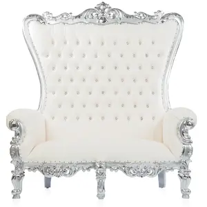 Silver White Double Throne Chair (White/Silver)