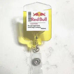 Red Bull IV Bag Badge Reel: Funny Caffeine Lover Gift