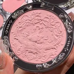 Swan Embossed Blush Matte Powder Natural Long-Lasting Facial Brightening Makeup Cosmetic Product Korean Style Elegant Girl Gift Festival Present